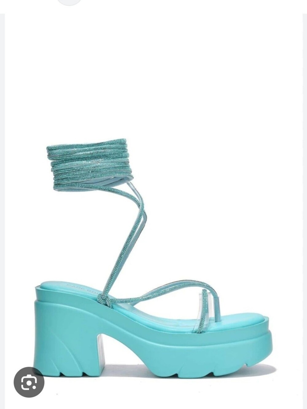 Cape Robbin Teal Turquoise Platform Wrap Sandals - Picture 2 of 6